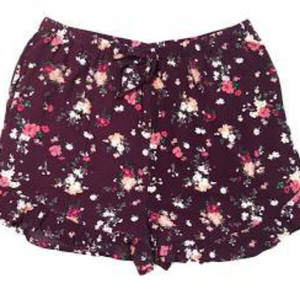 Floral burgundy Xhilaration tie front Shorts XS